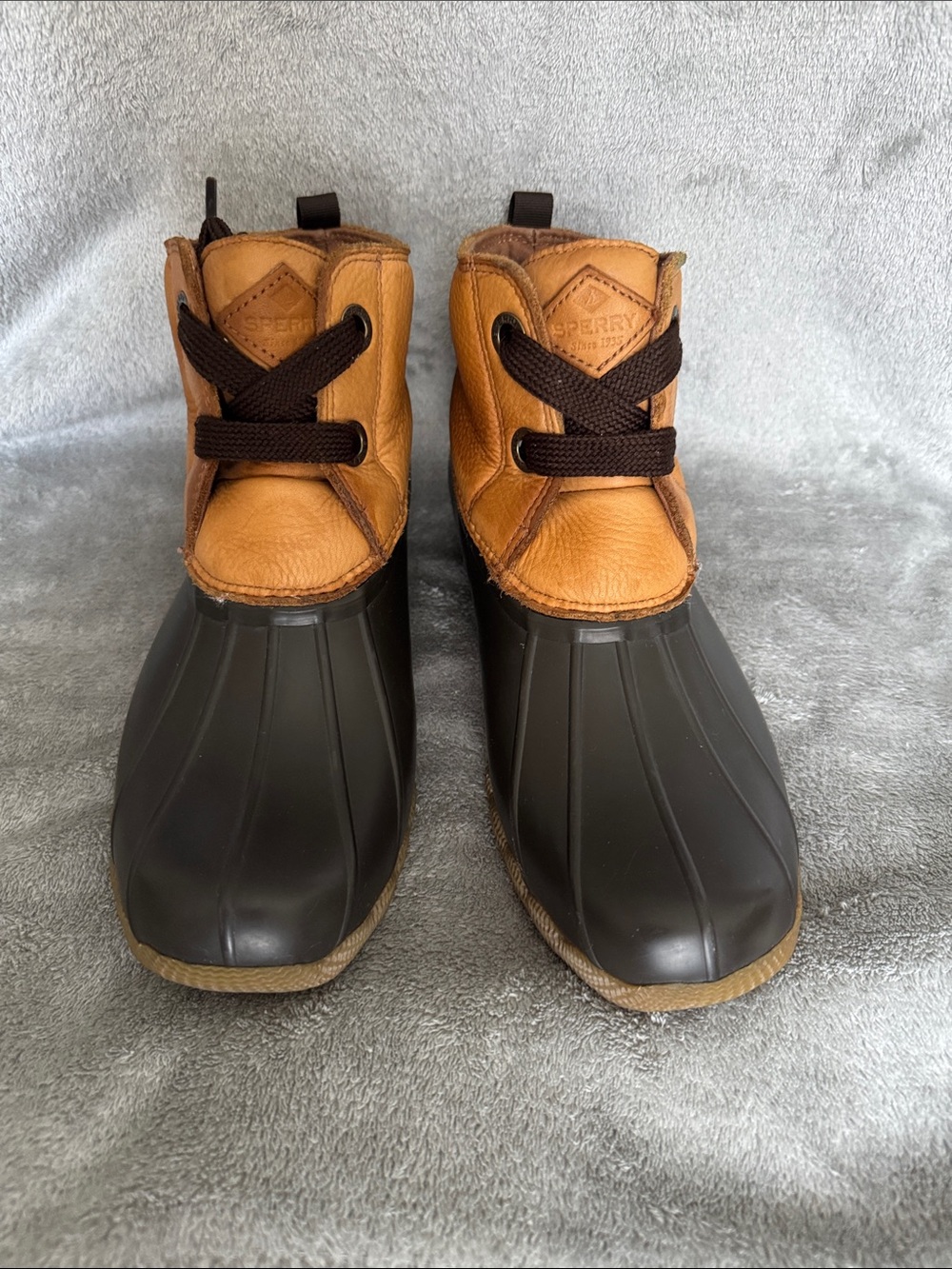 Sperry Two-Tone Brown and Black Waterproof Duck Boots (Women)